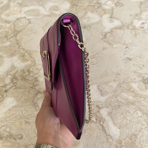 Banana Republic Freda Purple Leather Envelope Clutch Shoulder Bag - Picture 5 of 10